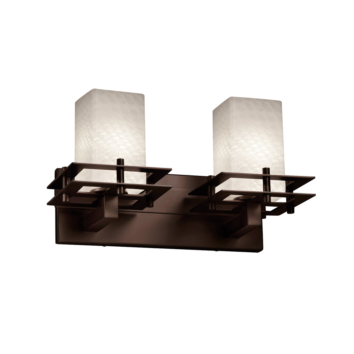 Justice Design FSN-8172-15-SEED-NCKL Fusion 2 Light 16.5 inch Brushed Nickel Bath Bar Wall Light in Square with Flat Rim, Incandescent, Seeded Fusion