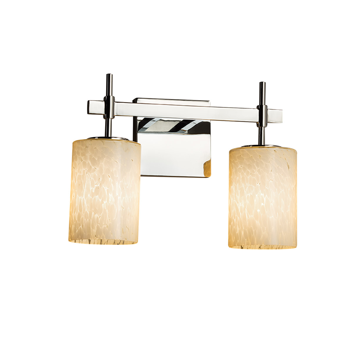 Justice Design FSN-8412-55-FRCR-CROM-LED2-1400 Fusion LED 13 inch Polished Chrome Bath Bar Wall Light in 1400 Lm LED, Rectangle, Frosted Crackle Fusio