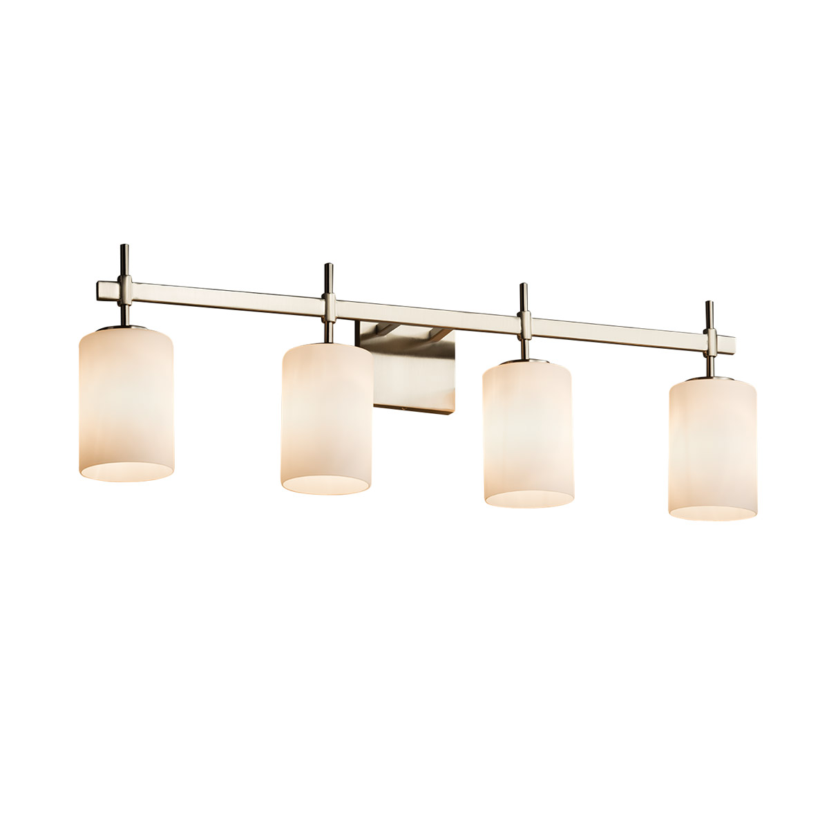 Justice Design FSN-8414-15-SEED-NCKL Fusion 4 Light 31 inch Brushed Nickel Bath Bar Wall Light in Square with Flat Rim, Incandescent, Seeded Fusion