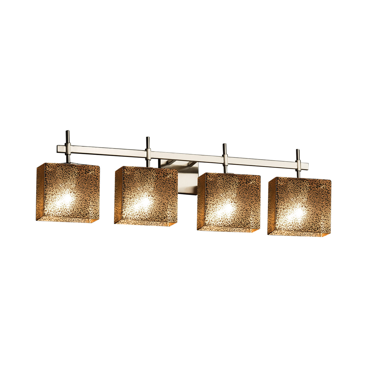Justice Design FSN-8414-55-MROR-NCKL Fusion 4 Light 32.5 inch Brushed Nickel Vanity Light Wall Light in Rectangle, Incandescent, Mercury Fusion
