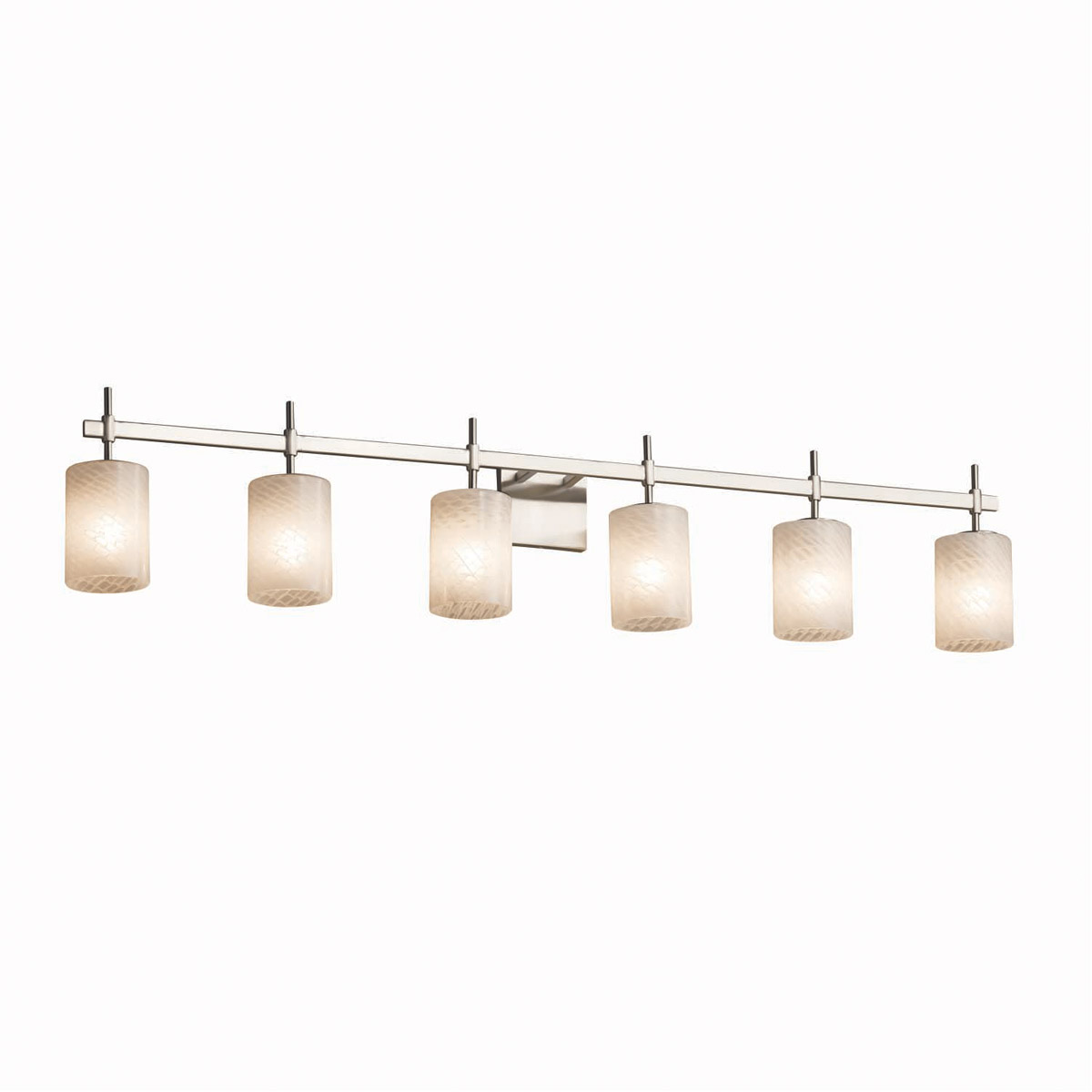 Justice Design FSN-8416-15-OPAL-CROM Fusion 6 Light 49 inch Polished Chrome Bath Bar Wall Light in Square with Flat Rim, Incandescent, Opal Fusion