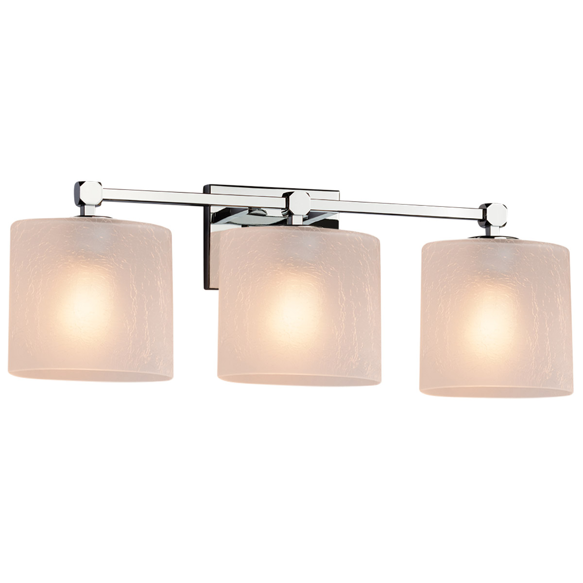 Justice Design FSN-8423-55-FRCR-NCKL-LED3-2100 Fusion LED 22 inch Brushed Nickel Bath Bar Wall Light in 2100 Lm LED, Rectangle, Frosted Crackle Fusion