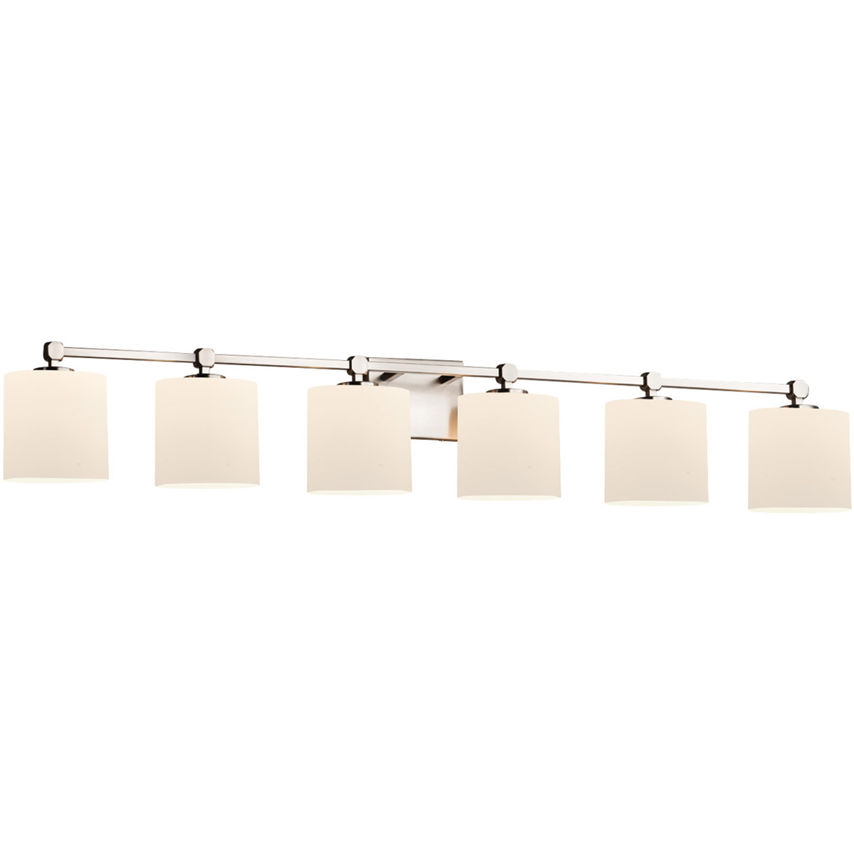 Justice Design FSN-8426-30-OPAL-NCKL Fusion 6 Light 51.5 inch Brushed Nickel Vanity Light Wall Light in Oval, Incandescent, Opal Fusion