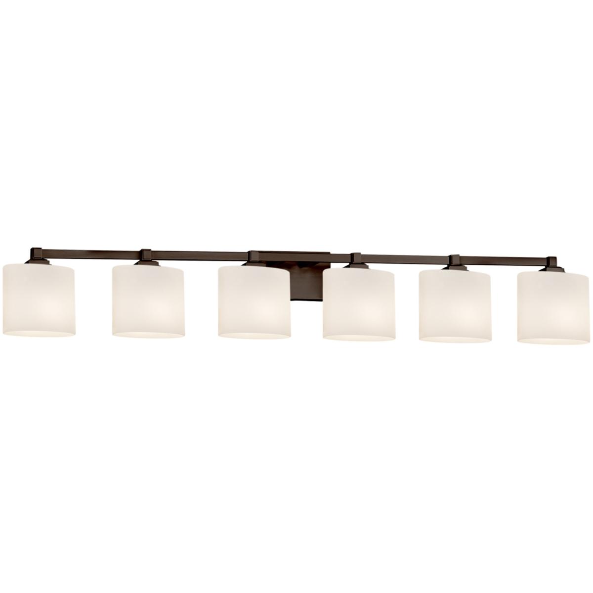 Justice Design FSN-8436-30-OPAL-MBLK Fusion 6 Light 51.5 inch Matte Black Vanity Light Wall Light in Oval, Incandescent, Opal Fusion