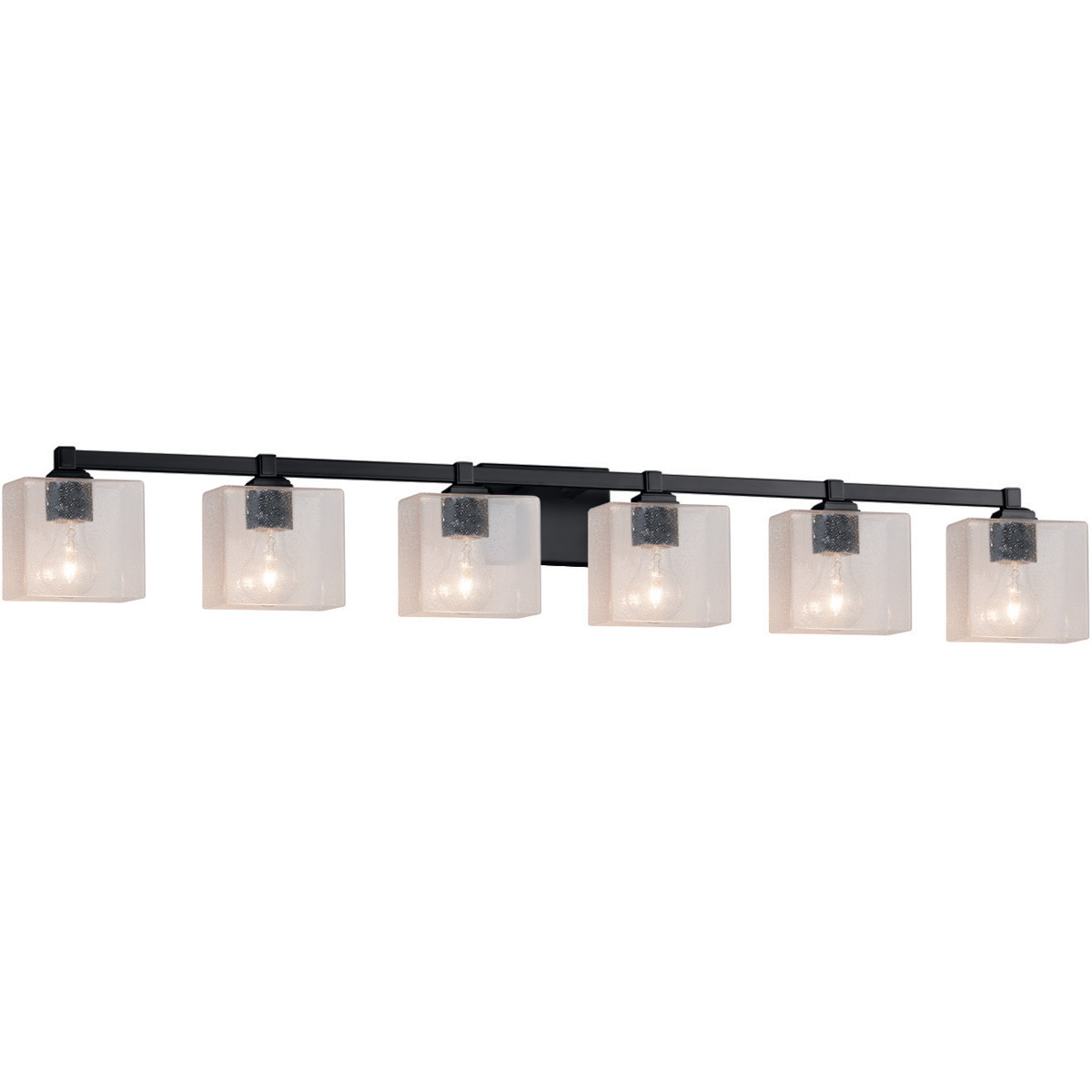 Justice Design FSN-8436-55-SEED-MBLK-LED6-4200 Fusion LED 49 inch Matte Black Bath Bar Wall Light in 4200 Lm LED, Rectangle, Seeded Fusion, Rectangle