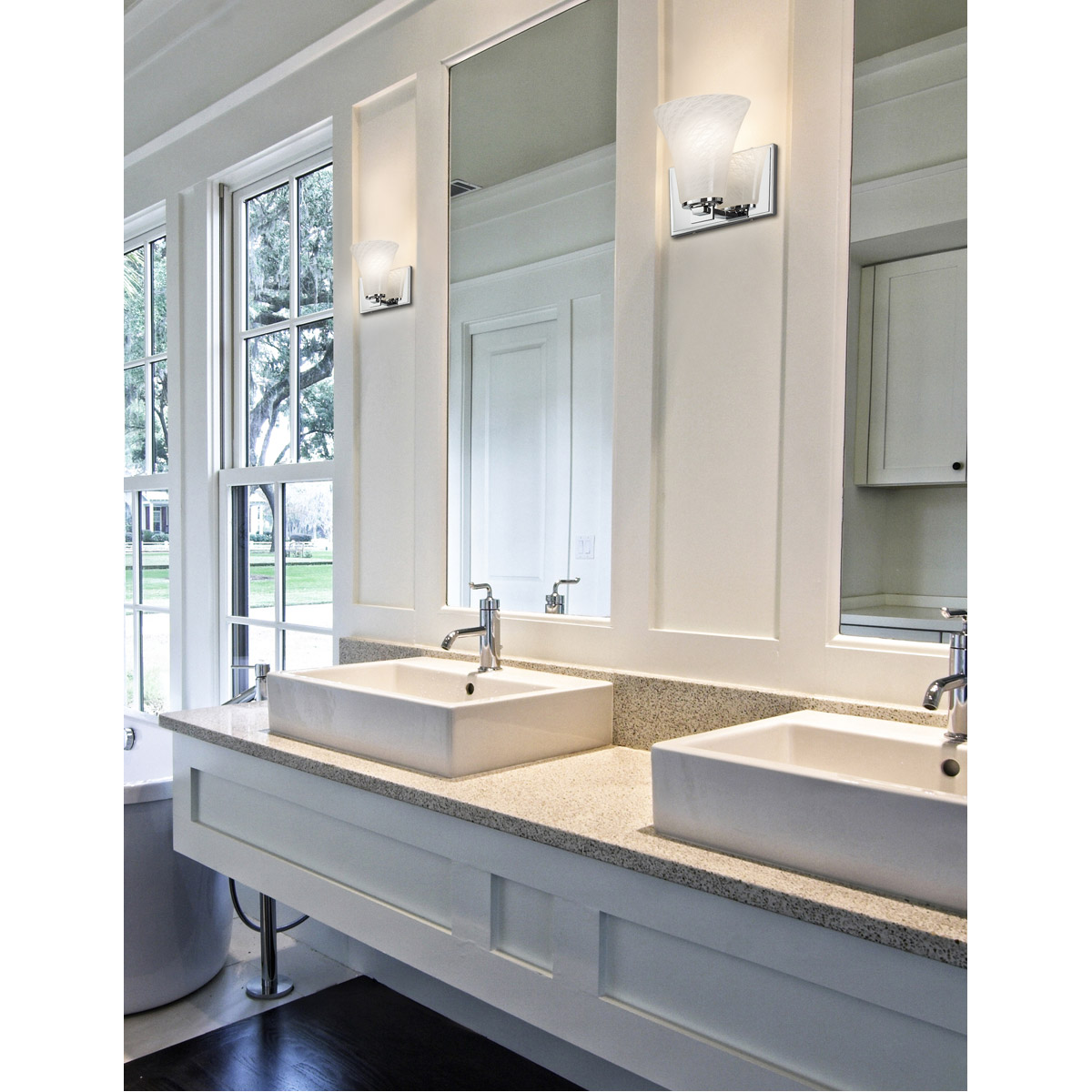 Justice Design FSN-8442-40-OPAL-MBLK Fusion 2 Light 15.75 inch Matte Black Vanity Light Wall Light in Square Flared, Incandescent, Opal Fusion