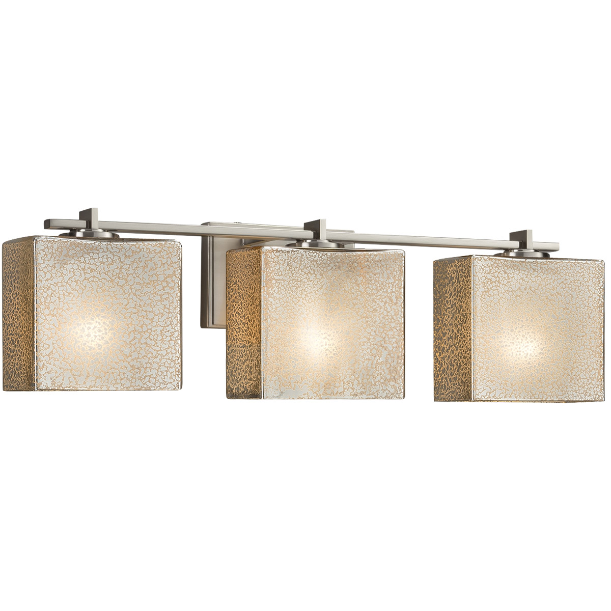 Justice Design FSN-8443-55-MROR-NCKL-LED3-2100 Fusion LED 25.75 inch Brushed Nickel Vanity Light Wall Light in 2100 Lm LED, Rectangle, Mercury Fusion