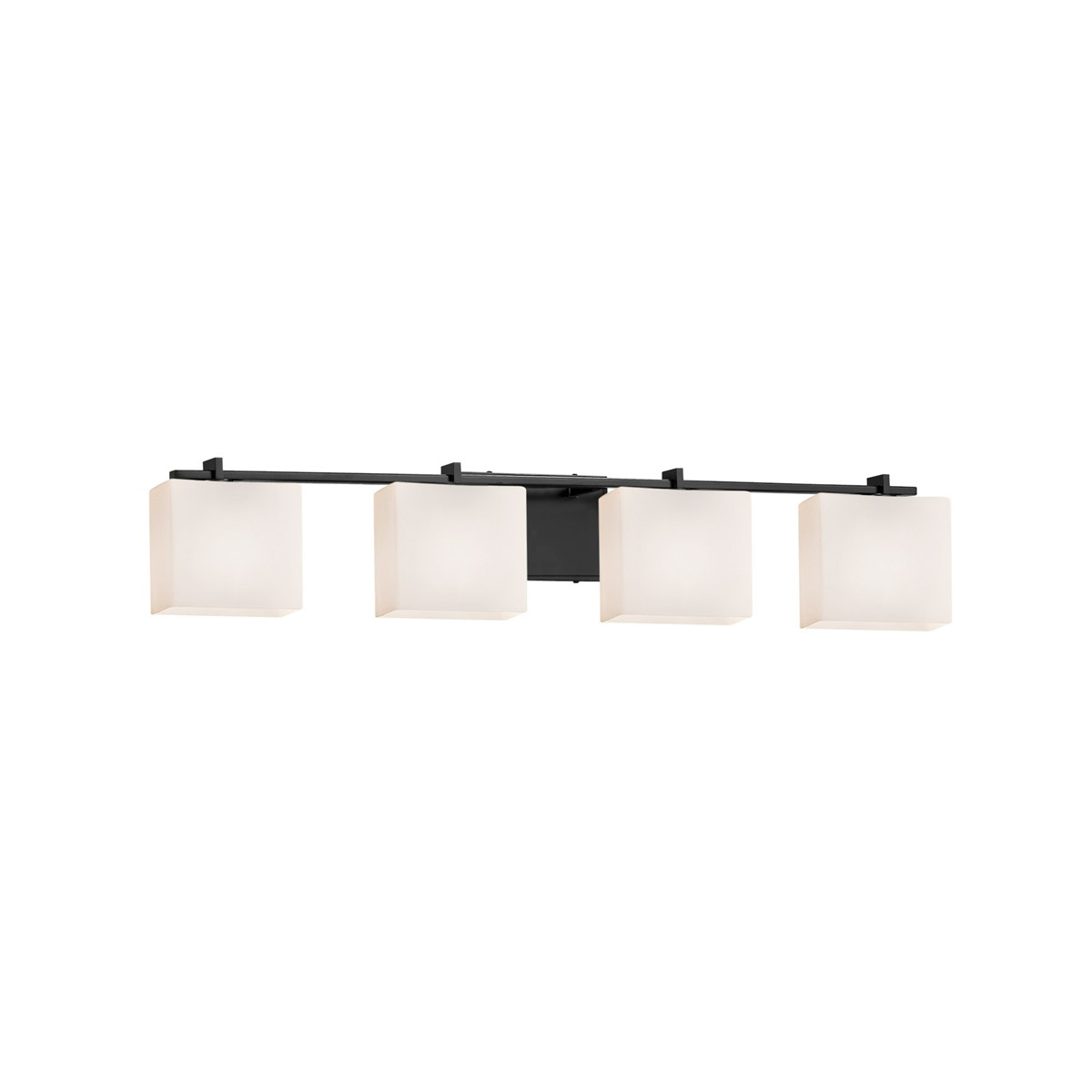 Justice Design FSN-8444-55-OPAL-MBLK-LED4-2800 Fusion LED 35.75 inch Matte Black Bath Bar Wall Light in 2800 Lm LED, Rectangle, Opal Fusion, Rectangle