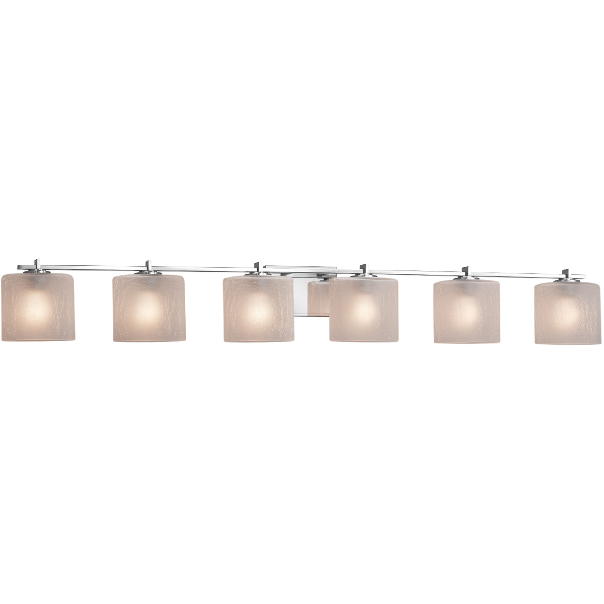 Justice Design FSN-8446-30-FRCR-CROM Fusion 6 Light 56.5 inch Polished Chrome Bath Bar Wall Light in Oval, Incandescent, Frosted Crackle Fusion