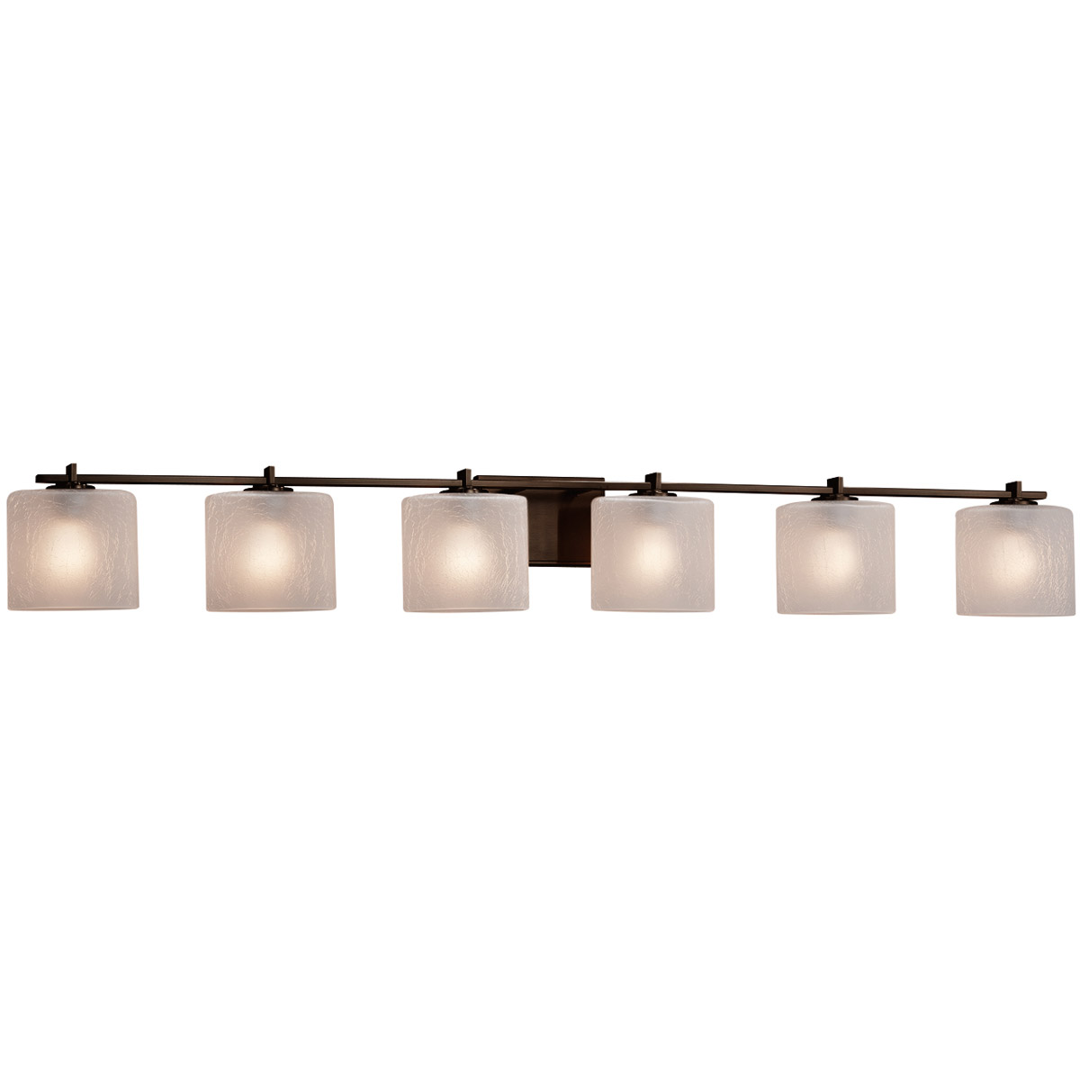 Justice Design FSN-8446-30-FRCR-DBRZ Fusion 6 Light 56.5 inch Dark Bronze Bath Bar Wall Light in Oval, Incandescent, Frosted Crackle Fusion