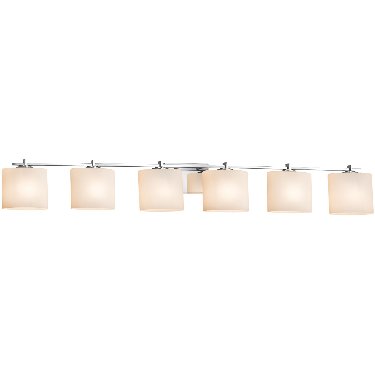 Justice Design FSN-8446-30-OPAL-CROM Fusion 6 Light 56.5 inch Polished Chrome Bath Bar Wall Light in Oval, Incandescent, Opal Fusion