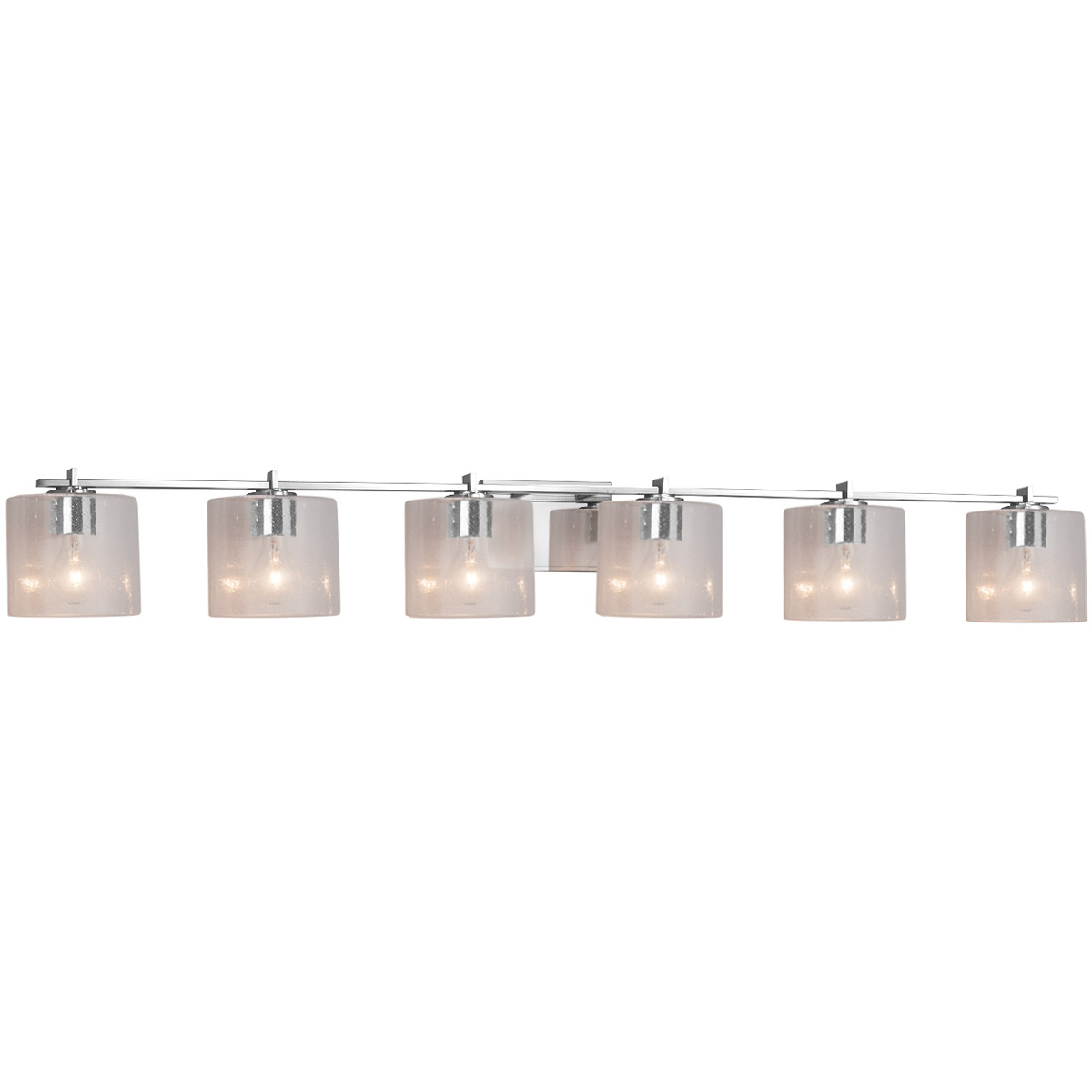 Justice Design FSN-8446-30-SEED-CROM Fusion 6 Light 56.5 inch Polished Chrome Bath Bar Wall Light in Oval, Incandescent, Seeded Fusion