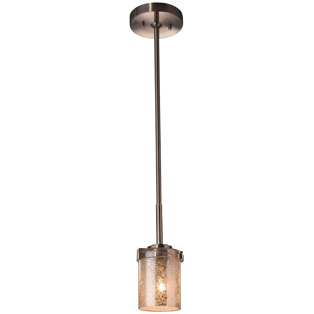 Justice Design FSN-8455-10-MROR-NCKL Fusion 1 Light 4.5 inch Brushed Nickel Pendant Ceiling Light in Incandescent, Mercury Fusion