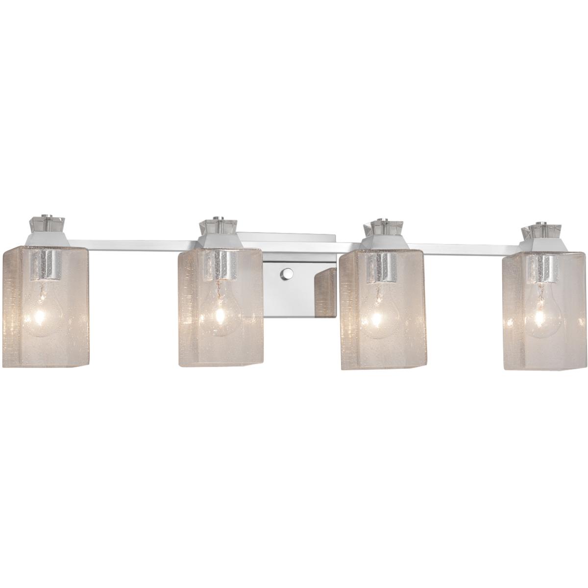 Justice Design FSN-8474-15-CRML-NCKL-LED4-2800 Fusion Ardent LED 32.5 inch Brushed Nickel Bath Bar Wall Light in 2800 Lm LED, Square with Flat Rim, Ca