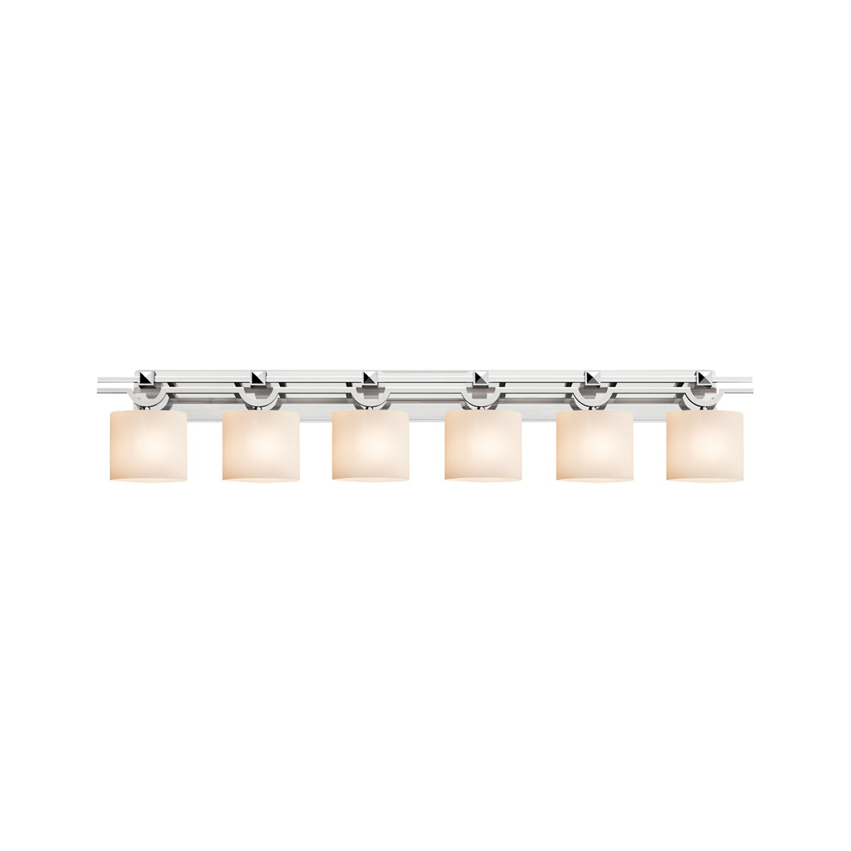 Justice Design FSN-8506-10-WEVE-NCKL-LED6-4200 Fusion LED 59 inch Brushed Nickel Bath Bar Wall Light in 4200 Lm LED, Cylinder with Flat Rim, Weave Fus
