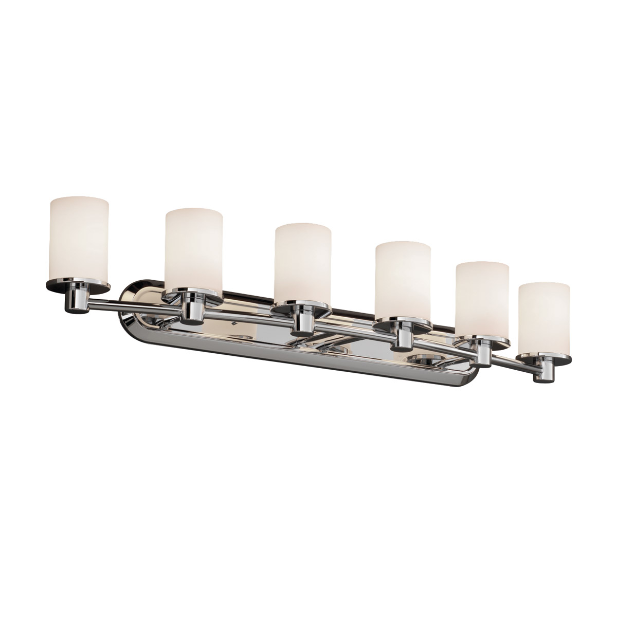 Justice Design FSN-8516-10-OPAL-CROM-LED6-4200 Fusion LED 43.75 inch Polished Chrome Bath Bar Wall Light in 4200 Lm LED, Opal Fusion, Rondo