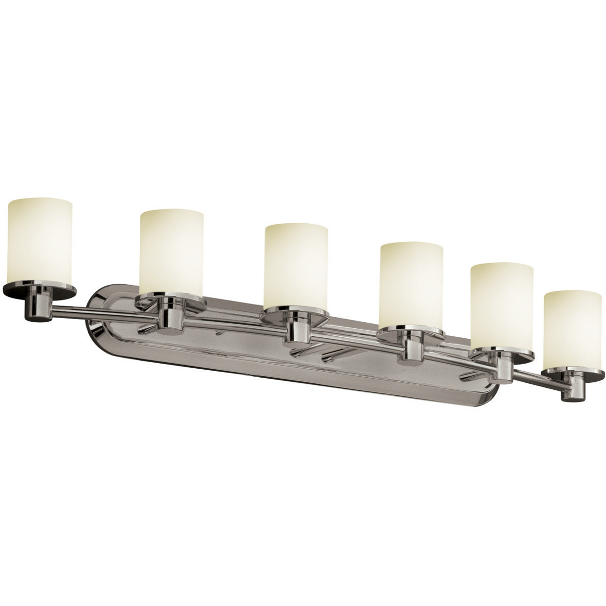 Justice Design FSN-8516-10-OPAL-NCKL-LED6-4200 Fusion LED 43.75 inch Brushed Nickel Bath Bar Wall Light in 4200 Lm LED, Opal Fusion, Cylinder