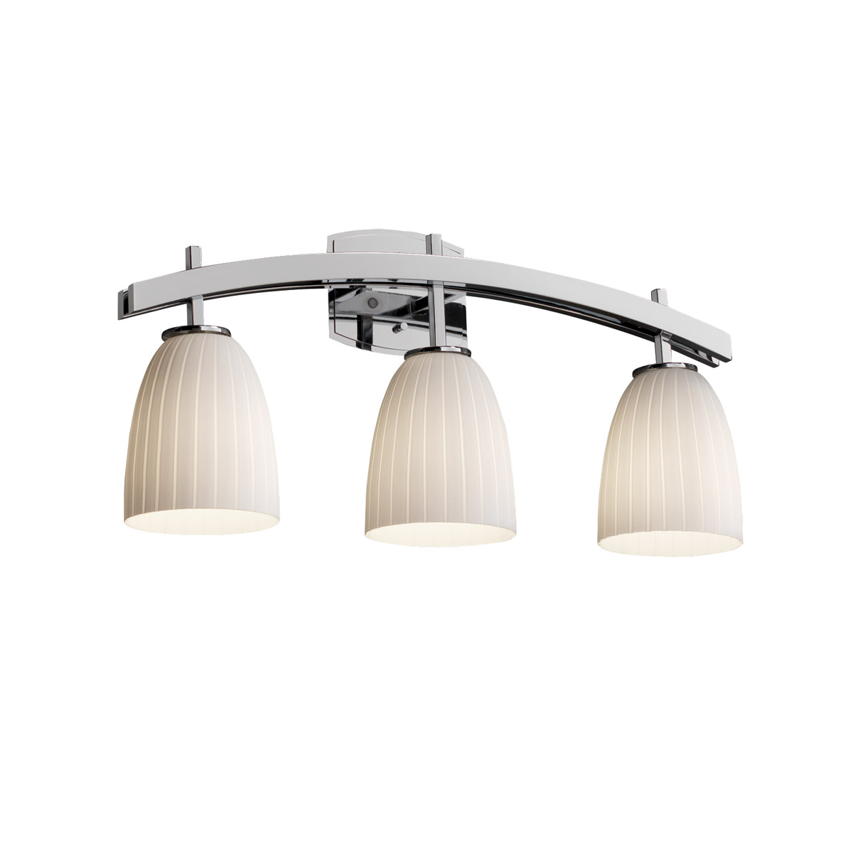 Justice Design FSN-8593-40-OPAL-CROM-LED3-2100 Fusion LED 25.5 inch Polished Chrome Bath Bar Wall Light in 2100 Lm LED, Square Flared, Opal Fusion, Ar