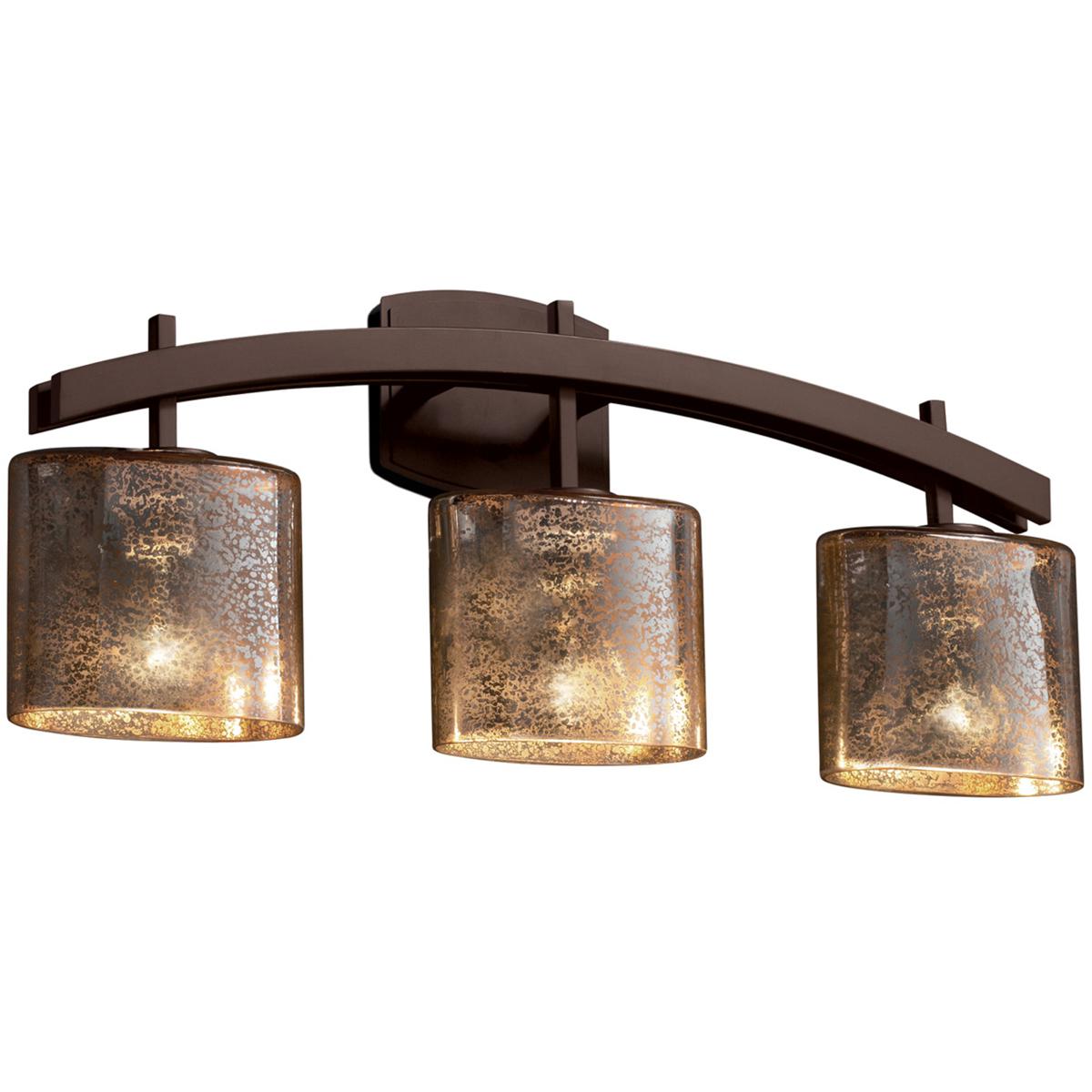 Justice Design FSN-8593-30-MROR-DBRZ Fusion 3 Light 25.5 inch Dark Bronze Bath Bar Wall Light in Oval, Incandescent, Mercury Fusion