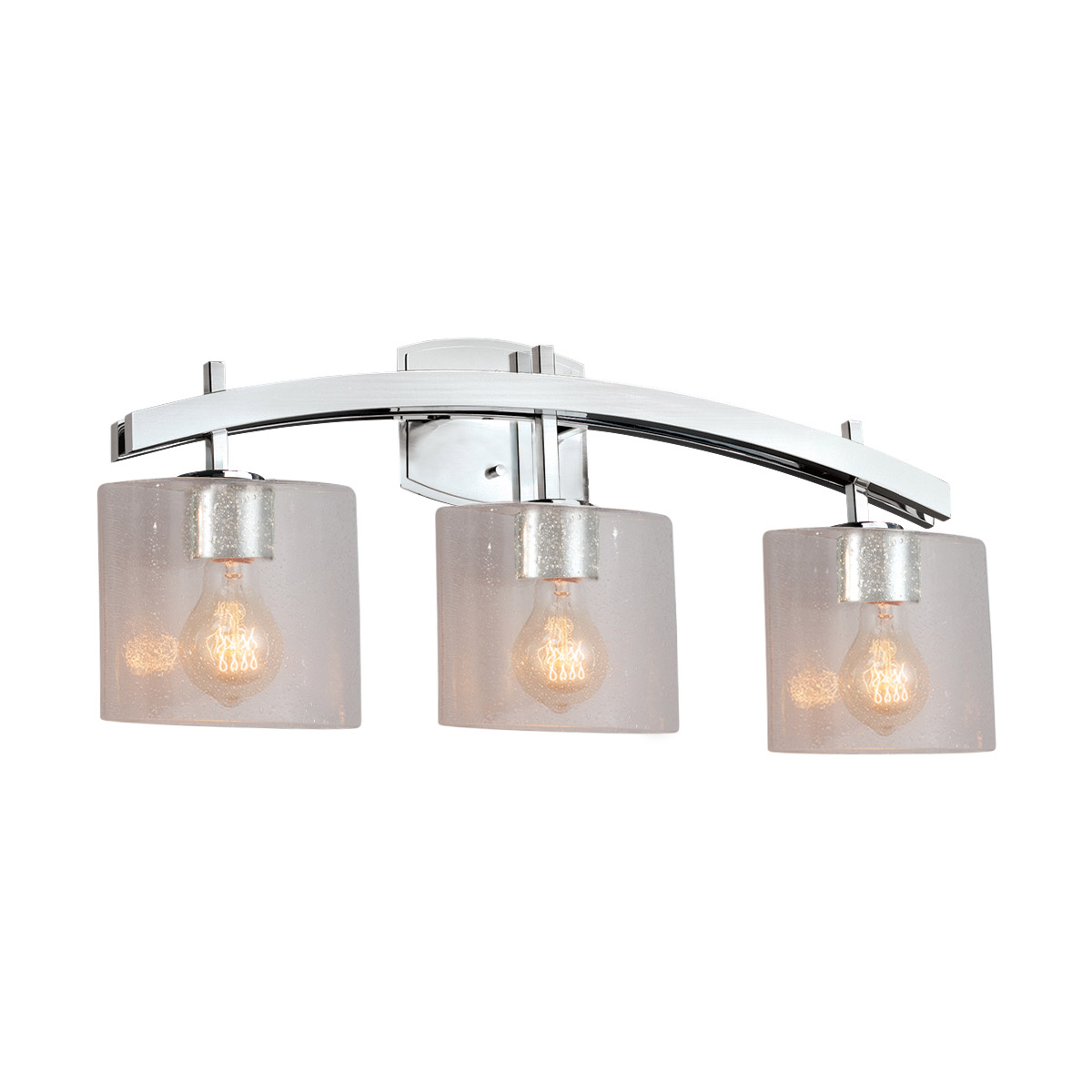 Justice Design FSN-8593-30-SEED-CROM Fusion 3 Light 25.5 inch Polished Chrome Bath Bar Wall Light in Oval, Incandescent, Seeded Fusion
