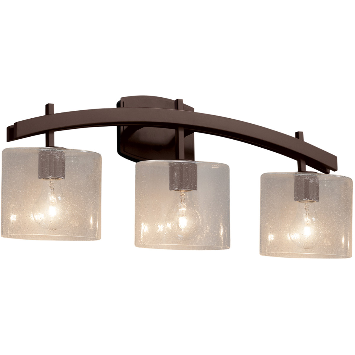 Justice Design FSN-8593-30-SEED-DBRZ Fusion 3 Light 25.5 inch Dark Bronze Bath Bar Wall Light in Oval, Incandescent, Seeded Fusion