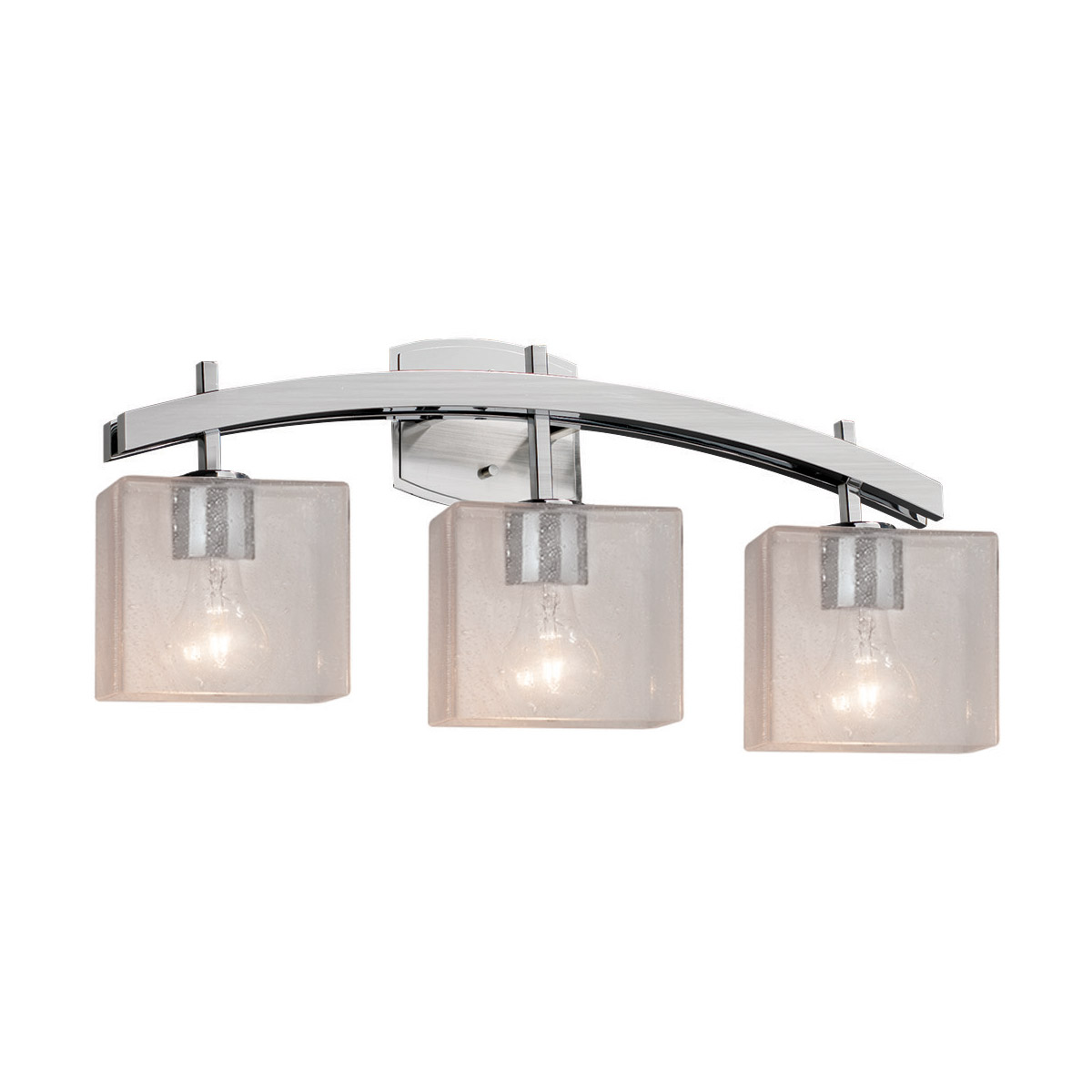 Justice Design FSN-8593-55-SEED-NCKL-LED3-2100 Fusion LED 25.5 inch Brushed Nickel Bath Bar Wall Light in 2100 Lm LED, Rectangle, Seeded Fusion, Recta