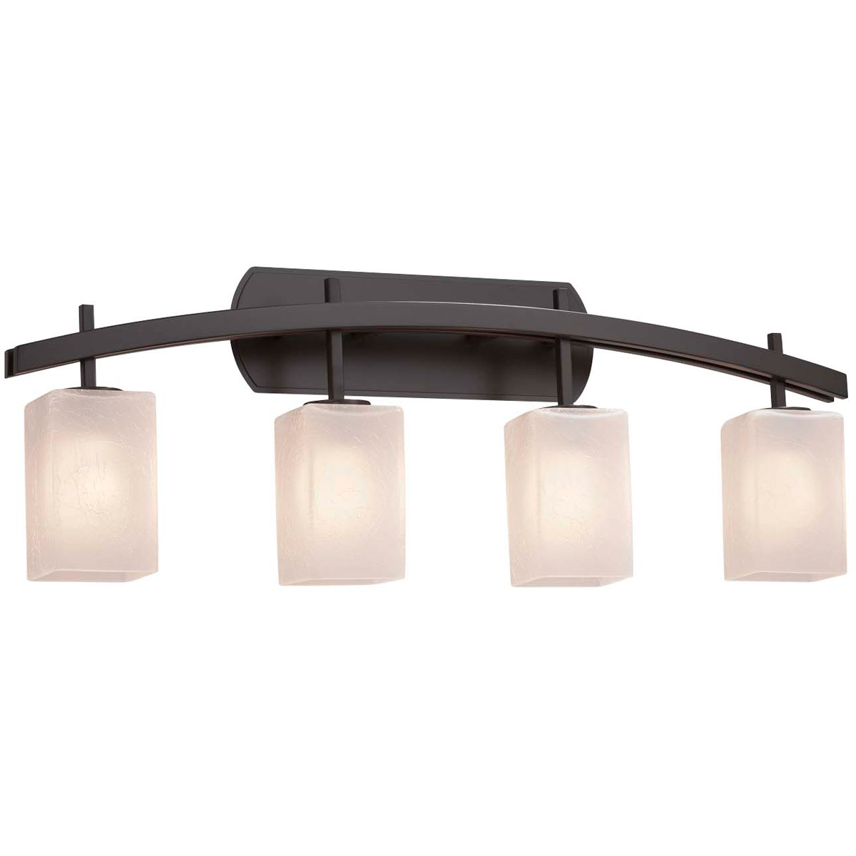 Justice Design FSN-8594-15-FRCR-DBRZ Fusion 4 Light 35.5 inch Dark Bronze Bath Bar Wall Light in Square with Flat Rim, Incandescent, Frosted Crackle F