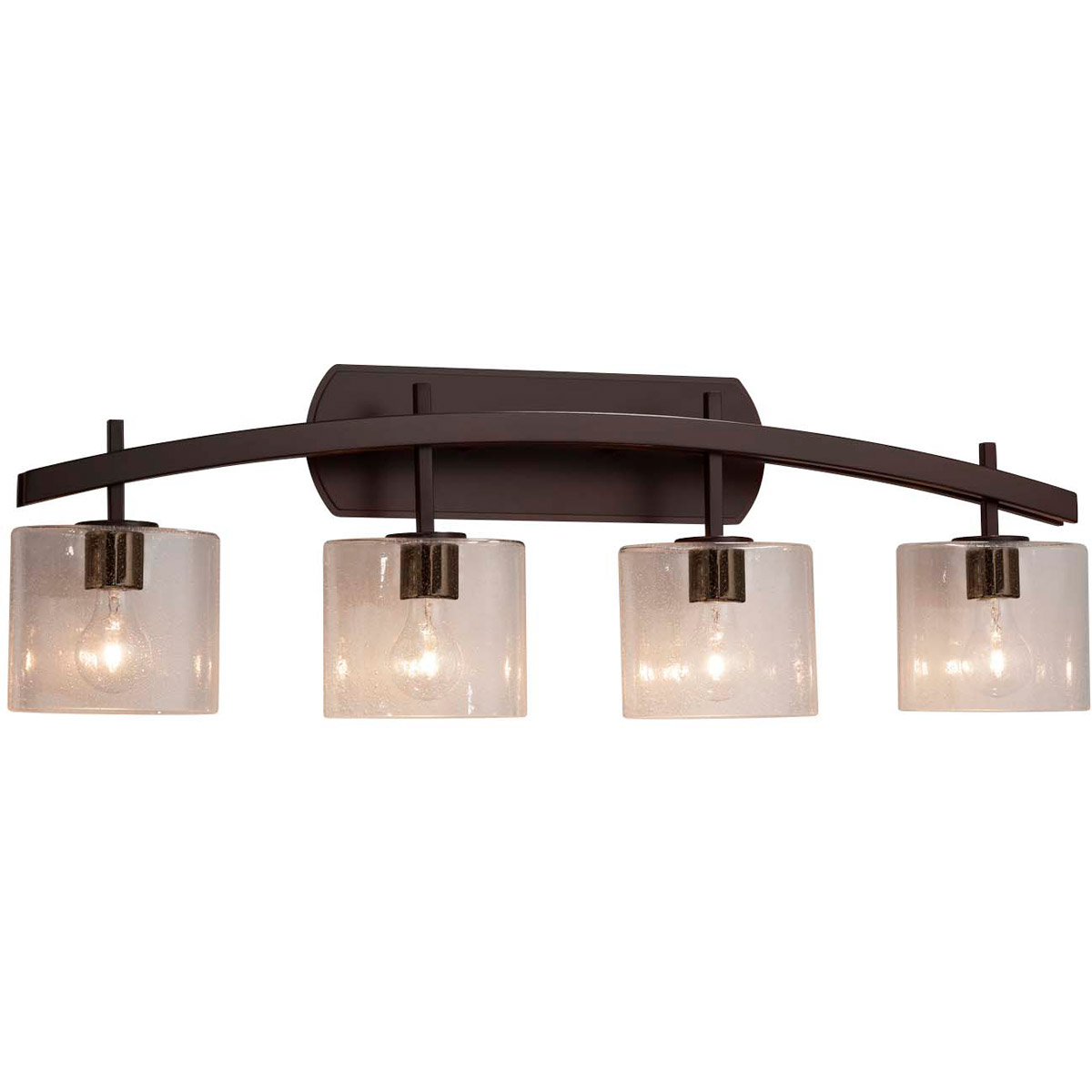 Justice Design FSN-8594-30-SEED-DBRZ Fusion 4 Light 35.5 inch Dark Bronze Bath Bar Wall Light in Oval, Incandescent, Seeded Fusion