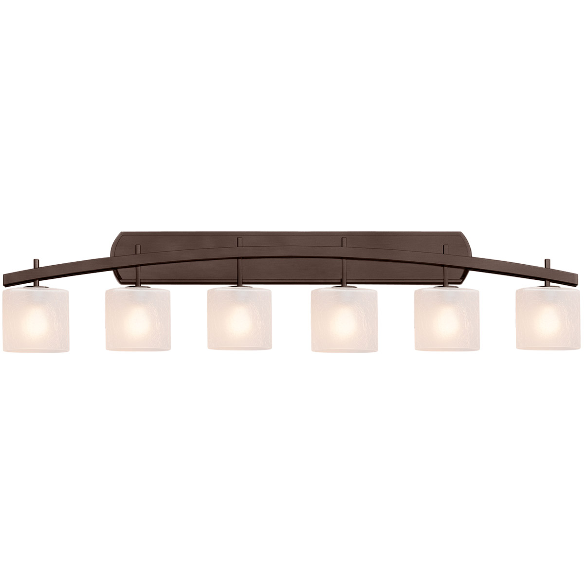 Justice Design FSN-8596-30-FRCR-DBRZ Fusion 6 Light 55.5 inch Dark Bronze Bath Bar Wall Light in Oval, Incandescent, Frosted Crackle Fusion