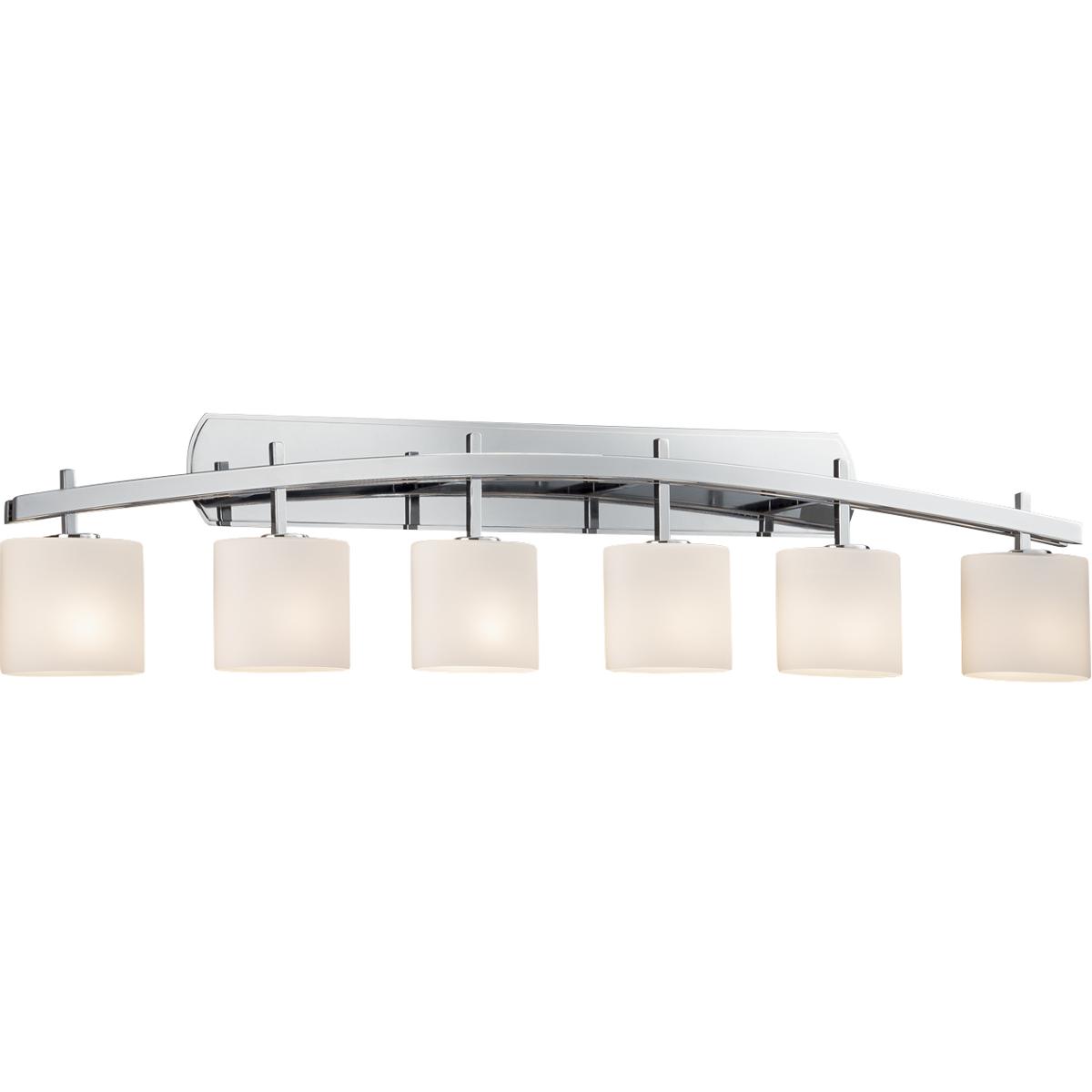 Justice Design FSN-8596-30-OPAL-CROM Fusion 6 Light 56.5 inch Polished Chrome Vanity Light Wall Light in Oval, Incandescent, Opal Fusion