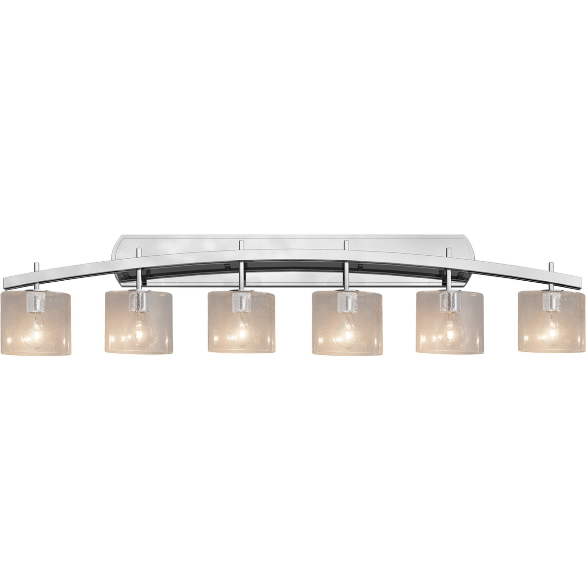 Justice Design FSN-8596-30-SEED-CROM Fusion 6 Light 55.5 inch Polished Chrome Bath Bar Wall Light in Oval, Incandescent, Seeded Fusion