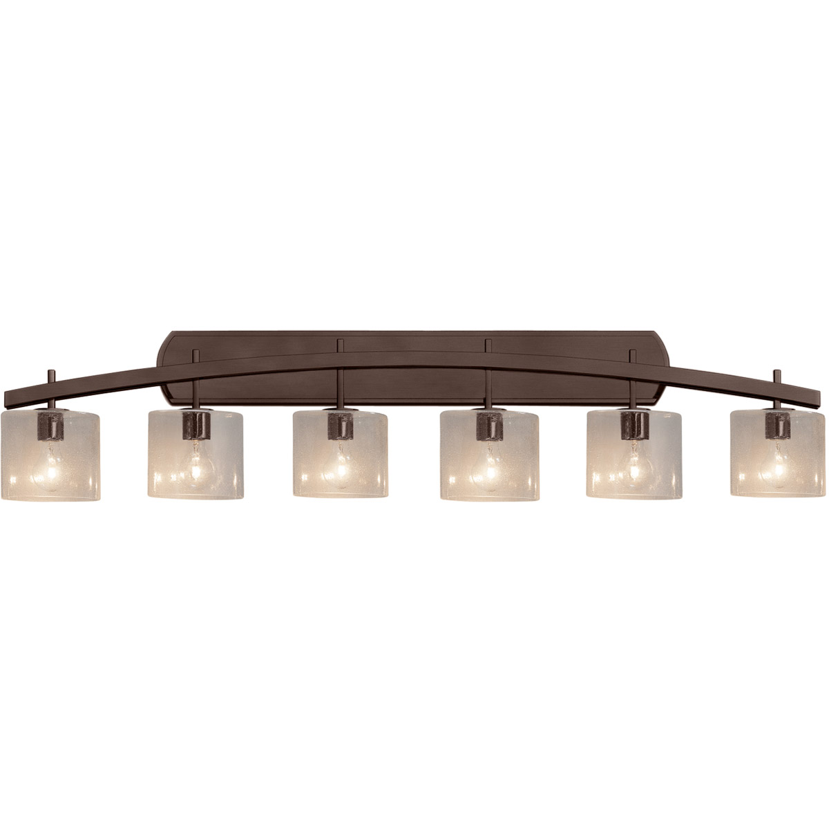 Justice Design FSN-8596-30-SEED-DBRZ Fusion 6 Light 55.5 inch Dark Bronze Bath Bar Wall Light in Oval, Incandescent, Seeded Fusion
