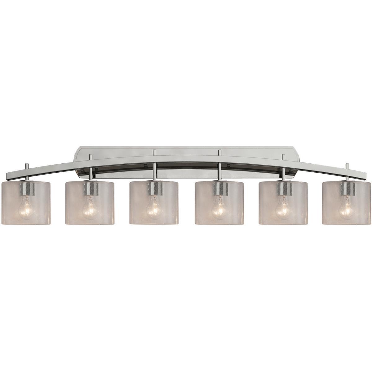 Justice Design FSN-8596-30-SEED-NCKL Fusion 6 Light 55.5 inch Brushed Nickel Bath Bar Wall Light in Oval, Incandescent, Seeded Fusion, Oval