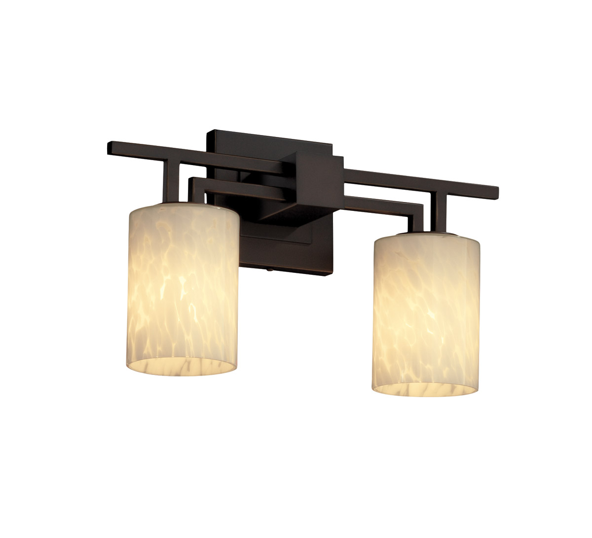 Justice Design FSN-8702-15-WEVE-DBRZ-LED2-1400 Fusion 2 Light 16 inch Dark Bronze Bath Vanity Light Wall Light in 1400 Lm LED, Square with Flat Rim, W