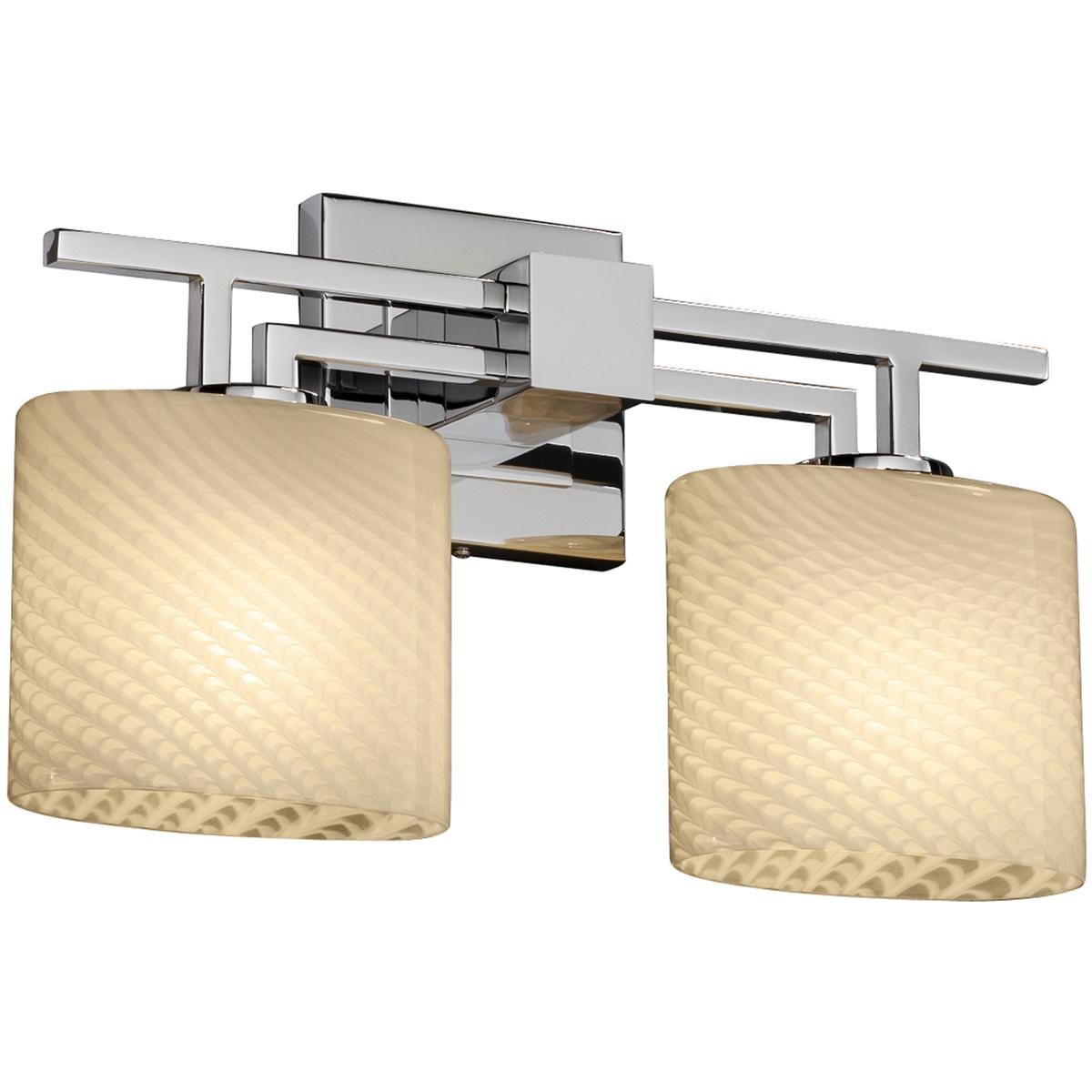 Justice Design FSN-8702-30-ALMD-MBLK-LED2-1400 Fusion Bath Vanity Light Wall Light in 1400 Lm LED, Matte Black, Oval, Almond Fusion