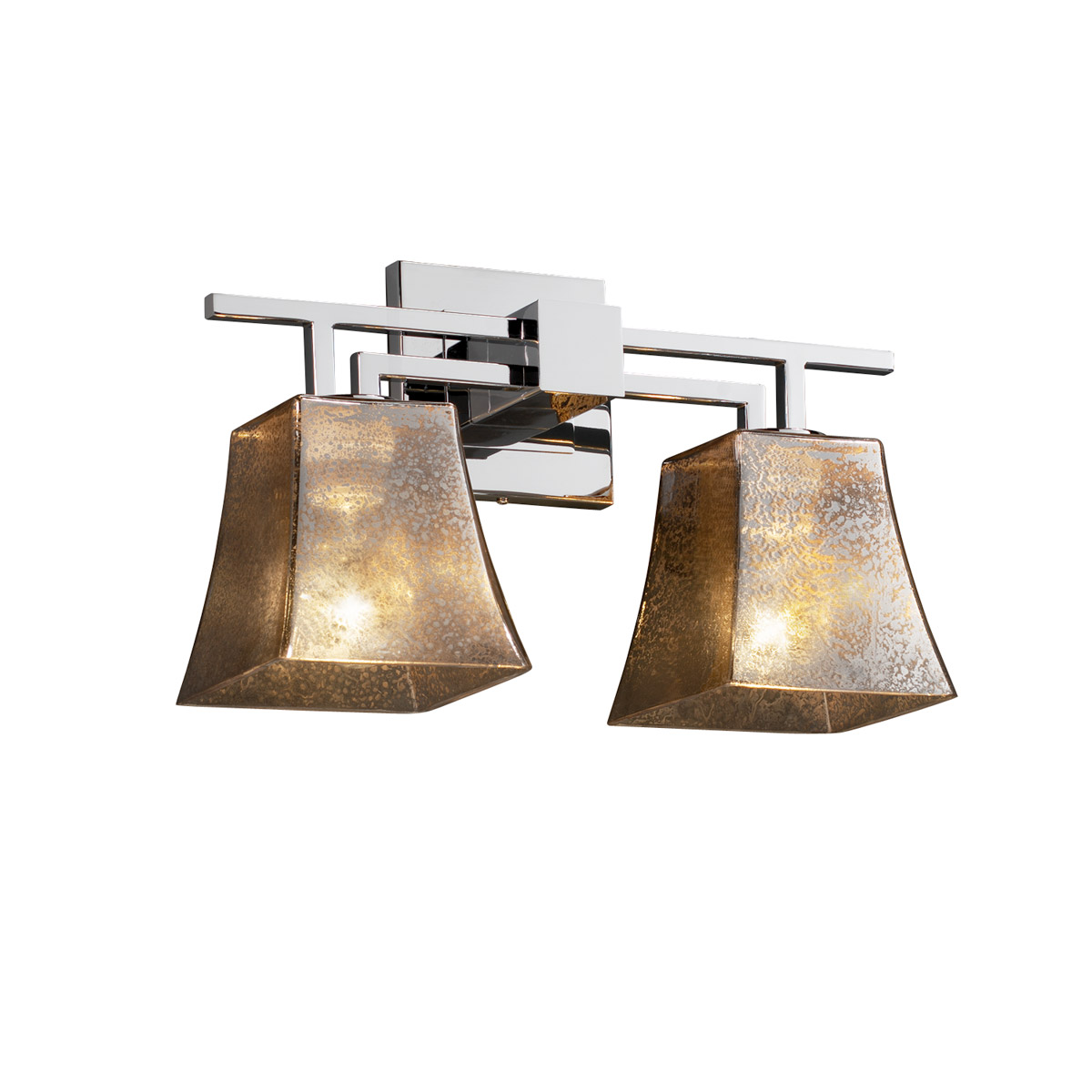 Justice Design FSN-8702-40-MROR-CROM-LED2-1400 Fusion LED 16 inch Polished Chrome Bath Bar Wall Light in 1400 Lm LED, Square Flared, Mercury Fusion, A