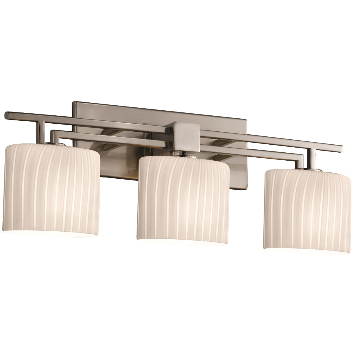 Justice Design FSN-8703-30-RBON-NCKL-LED3-2100 Fusion LED 26.5 inch Brushed Nickel Bath Bar Wall Light in 2100 Lm LED, Oval, Ribbon Fusion, Aero