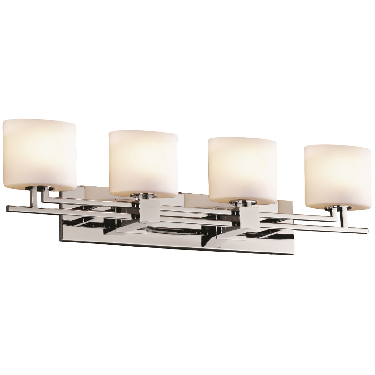 Justice Design FSN-8704-30-OPAL-CROM Fusion 4 Light 36.5 inch Polished Chrome Bath Bar Wall Light in Oval, Incandescent, Opal Fusion