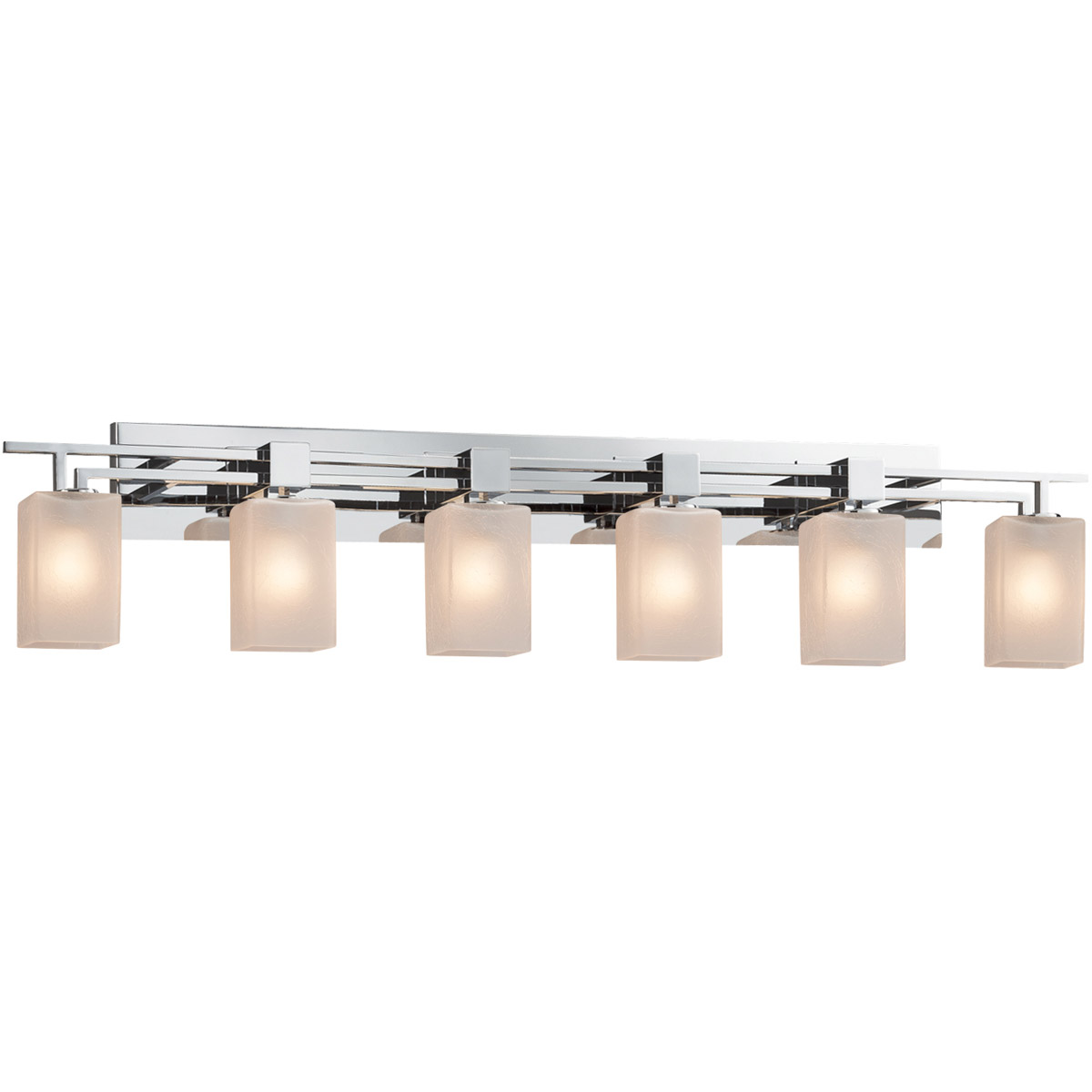 Justice Design FSN-8706-55-SEED-CROM-LED6-4200 Fusion LED 56 inch Polished Chrome Bath Bar Wall Light in 4200 Lm LED, Rectangle, Seeded Fusion