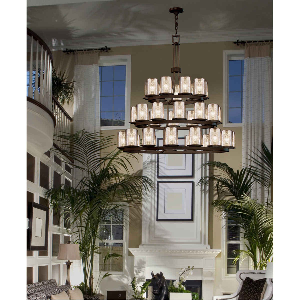 Justice Design FSN-8712-10-OPAL-DBRZ-LED36-25200 Fusion LED 42 inch Dark Bronze Chandelier Ceiling Light in 25200 Lm LED, Opal Fusion