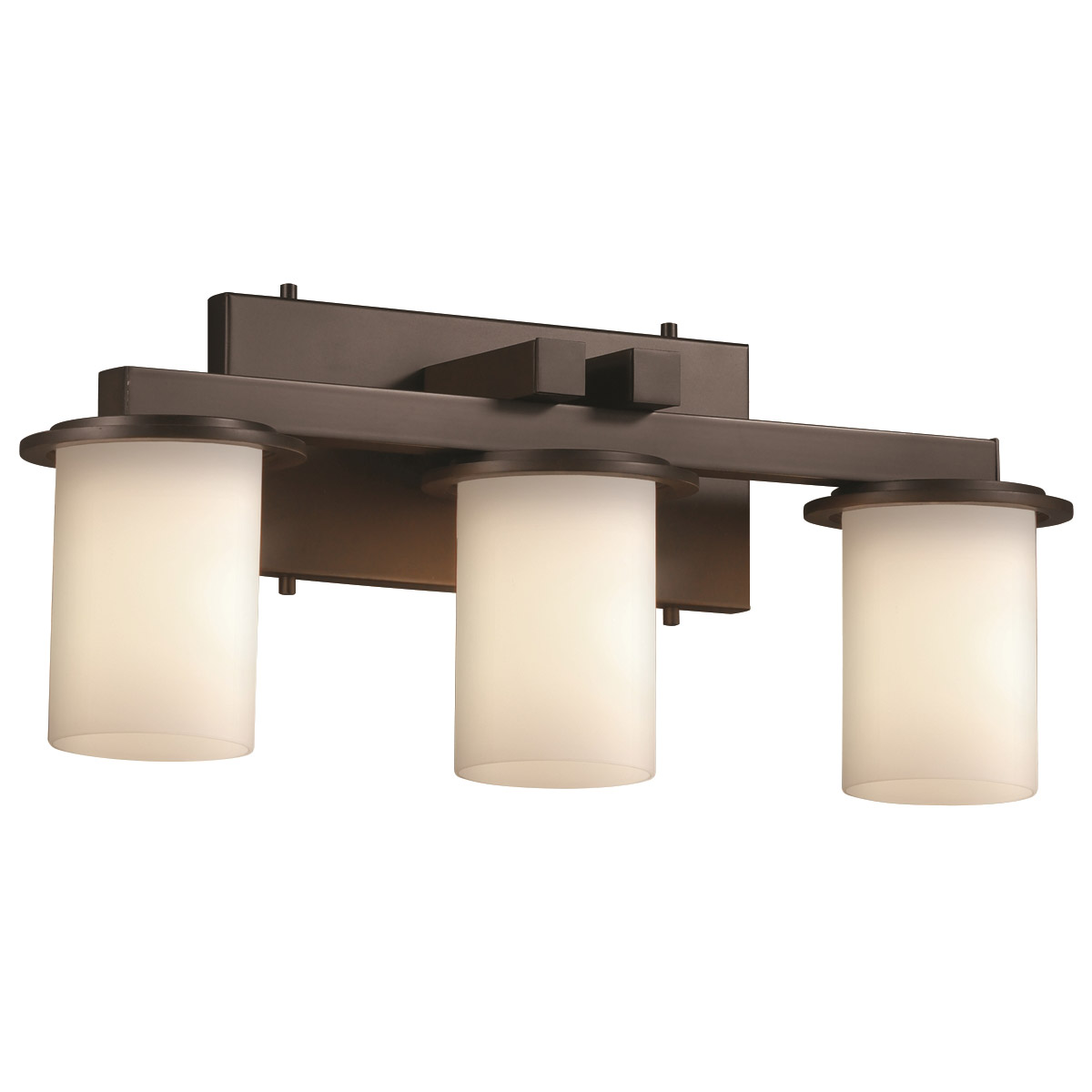 Justice Design FSN-8773-10-OPAL-DBRZ Fusion 3 Light 21 inch Dark Bronze Bath Bar Wall Light in Incandescent, Opal Fusion