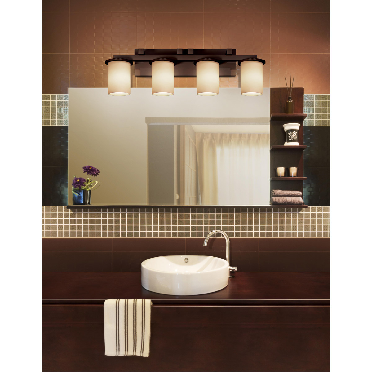 Justice Design FSN-8774-10-SEED-CROM-LED4-2800 Fusion LED 29 inch Polished Chrome Bath Bar Wall Light in 2800 Lm LED, Seeded Fusion