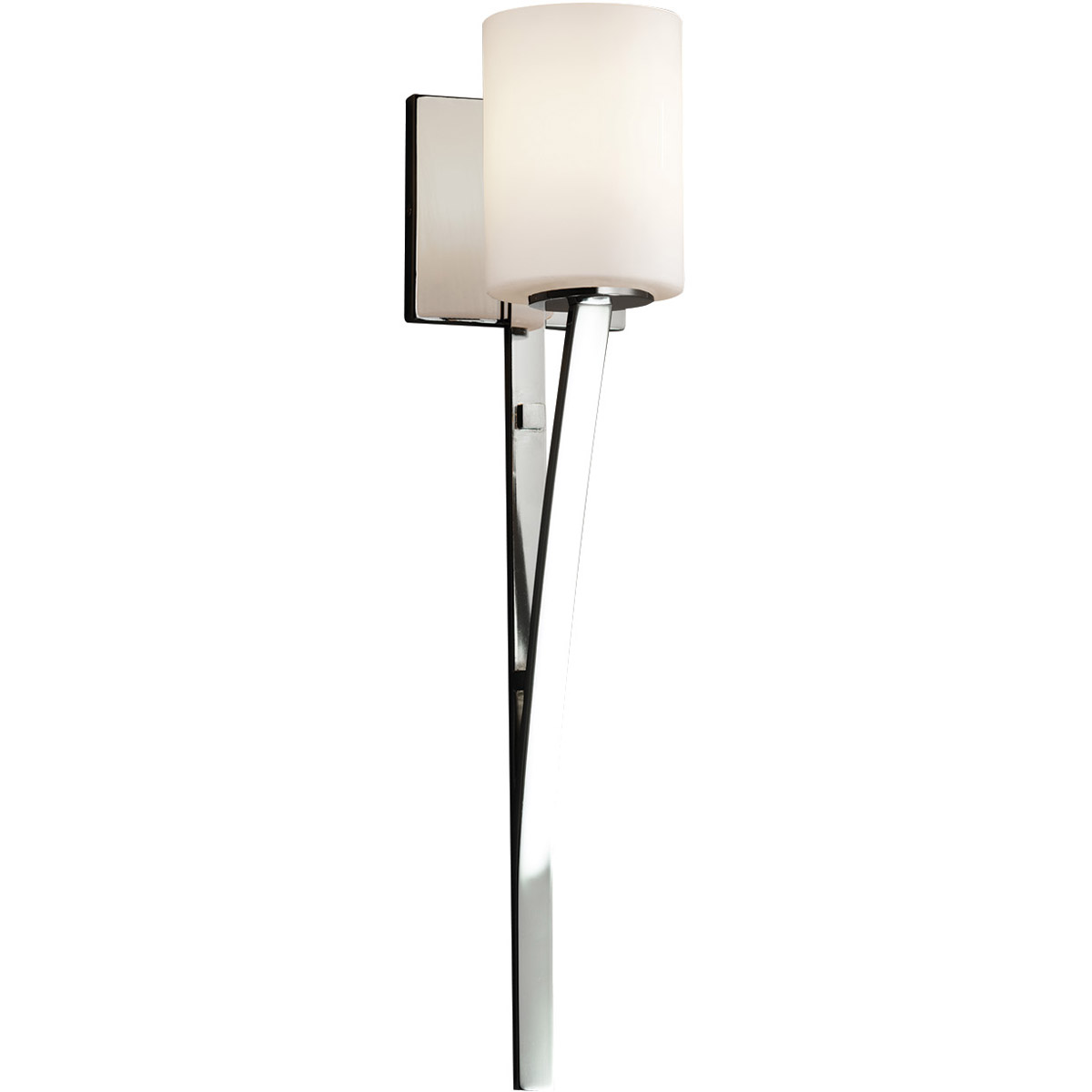 Justice Design FSN-8791-10-OPAL-CROM Fusion Wall Sconce Wall Light in Polished Chrome, Cylinder with Flat Rim, Incandescent, Opal Fusion