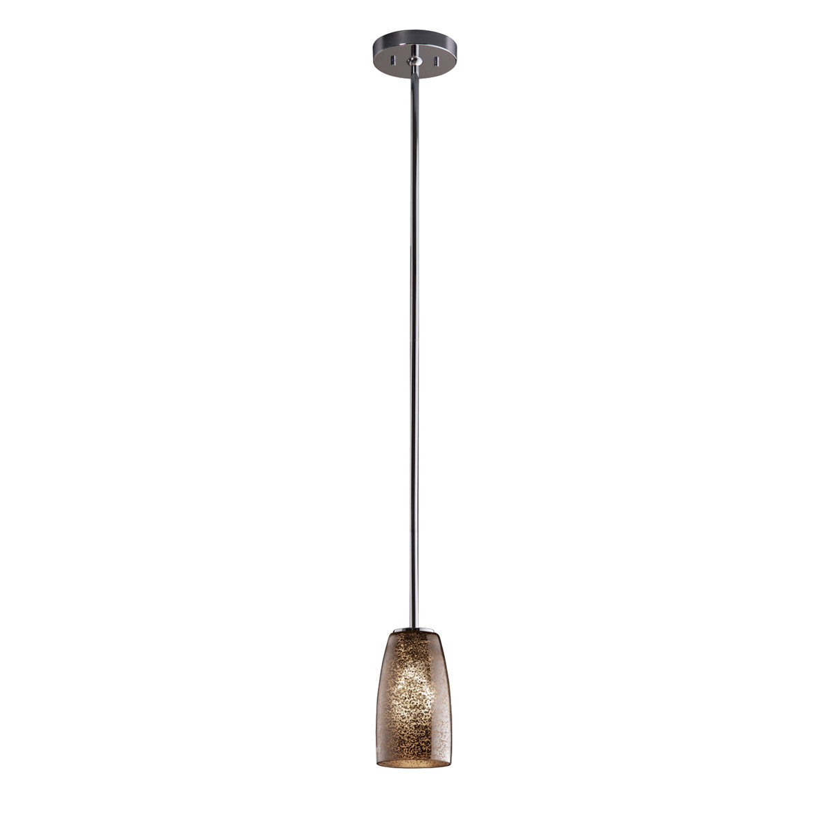 Justice Design FSN-8816-28-MROR-CROM-RIGID Fusion 1 Light 4 inch Polished Chrome Pendant Ceiling Light in Rigid Stem Kit, Mercury Glass, Tall Tapered