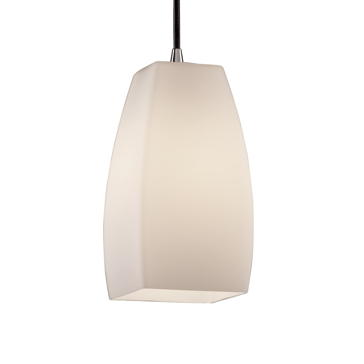 Justice Design FSN-8816-65-OPAL-CROM Fusion 1 Light 5 inch Polished Chrome Pendant Ceiling Light in Cord, Opal, Tall Tapered Square, Incandescent