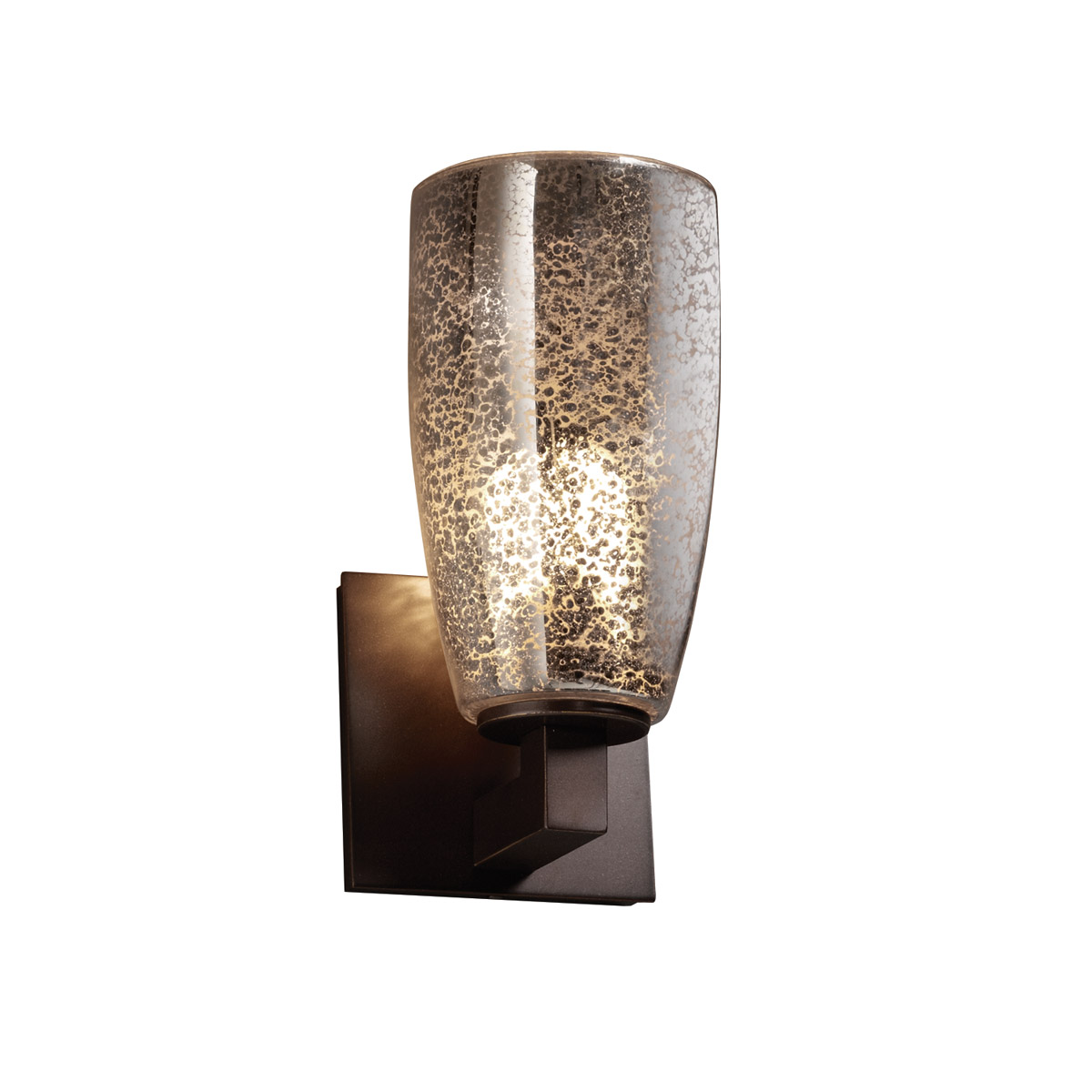 Justice Design FSN-8921-28-MROR-DBRZ Fusion 1 Light 5 inch Dark Bronze Wall Sconce Wall Light in Mercury Glass, Tall Tapered Cylinder, Incandescent