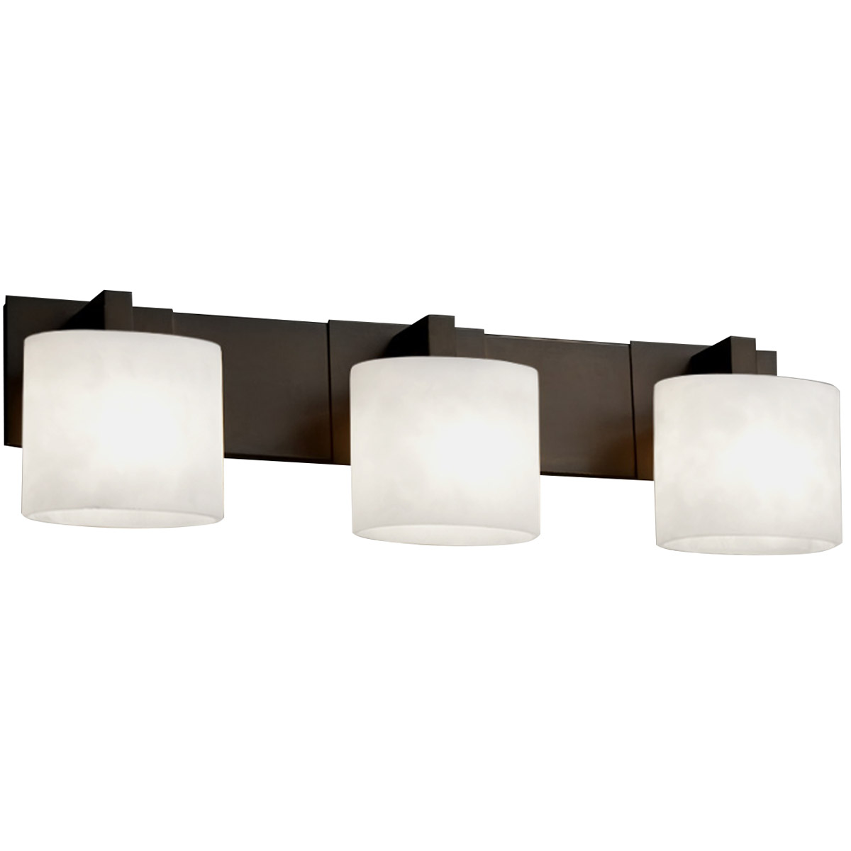 Justice Design FSN-8923-30-OPAL-DBRZ Fusion 3 Light 28 inch Dark Bronze Bath Bar Wall Light in Oval, Incandescent, Opal Fusion