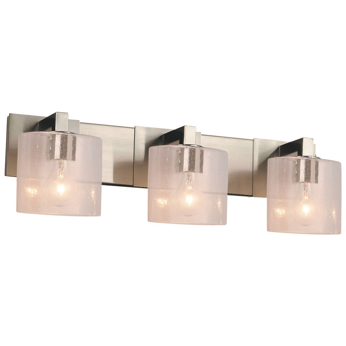 Justice Design FSN-8923-30-SEED-NCKL-LED3-2100 Fusion Modular Family LED 27 inch Brushed Nickel Bath Bar Wall Light in 2100 Lm LED, Oval, Seeded Fusio