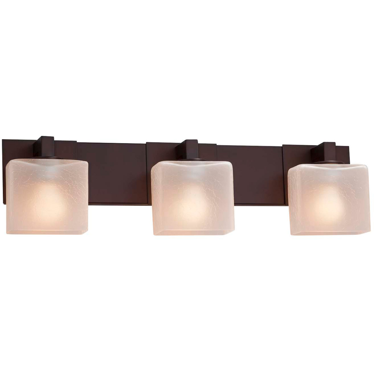 Justice Design FSN-8923-55-FRCR-DBRZ-LED3-2100 Fusion LED 27 inch Dark Bronze Bath Bar Wall Light in 2100 Lm LED, Rectangle, Frosted Crackle Fusion