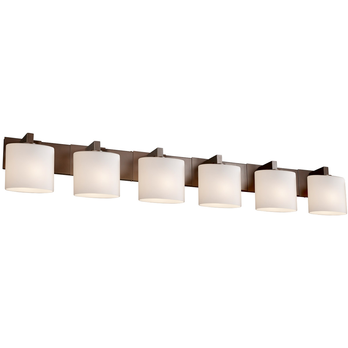 Justice Design FSN-8926-30-OPAL-DBRZ Fusion 6 Light 56.5 inch Dark Bronze Bath Bar Wall Light in Oval, Incandescent, Opal Fusion